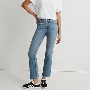 madewell kick out crop jeans in milverton wash sz 27